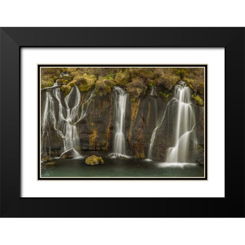 Iceland, Hraunfossar Waterfalls flows over rocks Black Modern Wood Framed Art Print with Double Matting by Illg, Cathy and Gordon