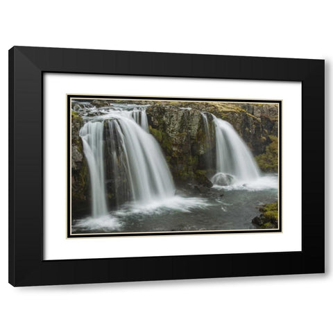 Iceland, Snaefellsnes Waterfall flow from cliff Black Modern Wood Framed Art Print with Double Matting by Illg, Cathy and Gordon