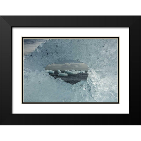 Iceland Icebergs viewed through hole in ice Black Modern Wood Framed Art Print with Double Matting by Illg, Cathy and Gordon