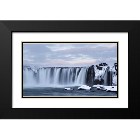 Iceland, Godafoss View of waterfall Black Modern Wood Framed Art Print with Double Matting by Young, Bill