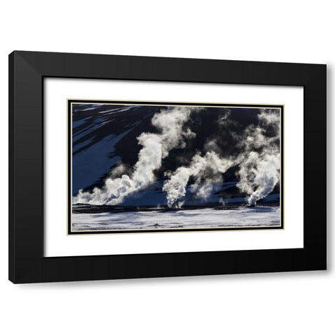 Iceland, Hverir Geothermal steam vents Black Modern Wood Framed Art Print with Double Matting by Young, Bill