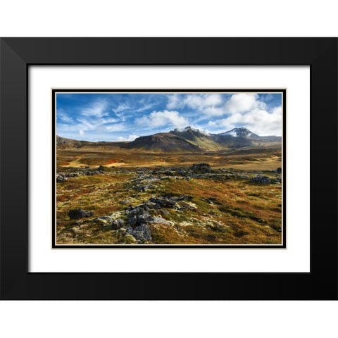 Iceland, Snaefellsnes Peninsula Autumn landscape Black Modern Wood Framed Art Print with Double Matting by Kirkland, Dennis