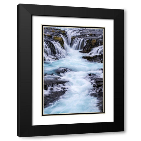 Iceland, Bruarfoss Waterfalls flow into river Black Modern Wood Framed Art Print with Double Matting by Kirkland, Dennis