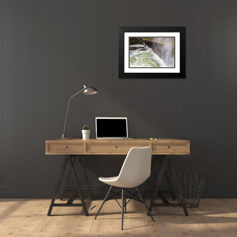 Iceland, Misty Gulfoss Waterfall and river Black Modern Wood Framed Art Print with Double Matting by Kirkland, Dennis
