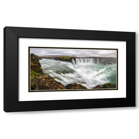 Iceland, Godafoss Scenic of waterfall Black Modern Wood Framed Art Print with Double Matting by Kirkland, Dennis