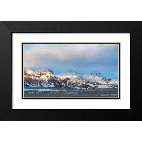 Iceland-Golden Circle Winter landscape at sunrise Black Modern Wood Framed Art Print with Double Matting by Jaynes Gallery
