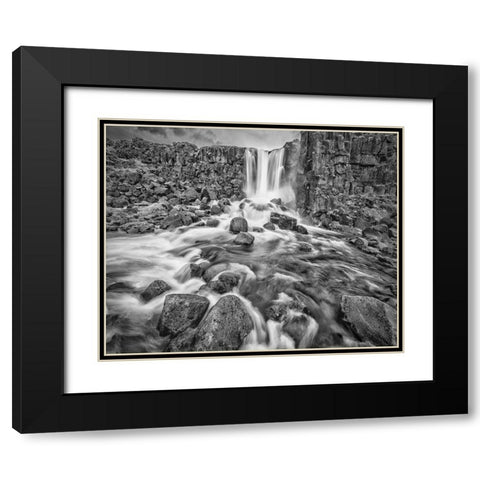 Oxarafoss-Iceland Black Modern Wood Framed Art Print with Double Matting by Ford, John