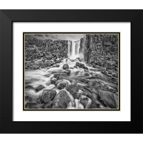 Oxarafoss-Iceland Black Modern Wood Framed Art Print with Double Matting by Ford, John
