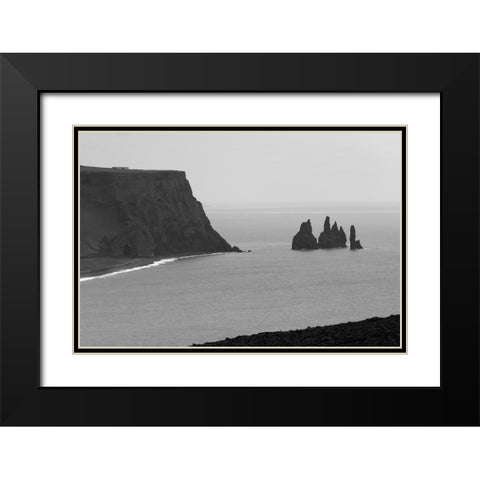 Rocks in the ocean-Dyrholaey-Vik-Iceland Black Modern Wood Framed Art Print with Double Matting by Su, Keren
