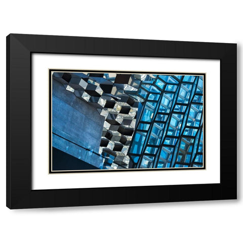 Inside Harpa Concert Hall and Conference Center inspired by the basalt landscape of Iceland-Reykjav Black Modern Wood Framed Art Print with Double Matting by Su, Keren