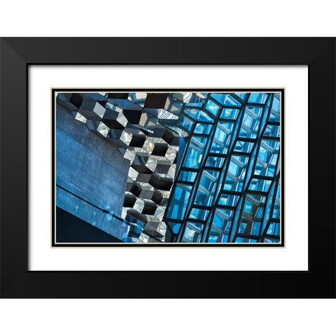 Inside Harpa Concert Hall and Conference Center inspired by the basalt landscape of Iceland-Reykjav Black Modern Wood Framed Art Print with Double Matting by Su, Keren
