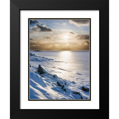 Landscape in the eastern fjords of Iceland between Hofn and Djupivogur Iceland Black Modern Wood Framed Art Print with Double Matting by Zwick, Martin