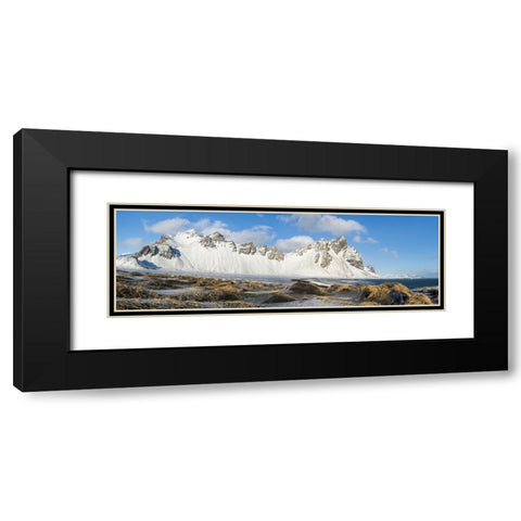 Coastal landscape with dunes at iconic Stokksnes during winter and stormy conditions Iceland Black Modern Wood Framed Art Print with Double Matting by Zwick, Martin