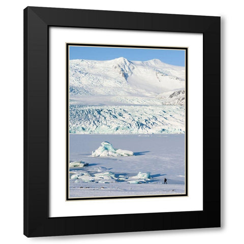 Glacier Fjallsjoekull and frozen glacial lake Fjallsarlon in Vatnajokull National Park Black Modern Wood Framed Art Print with Double Matting by Zwick, Martin