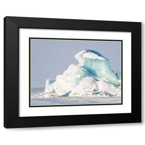 Glacier Fjallsjoekull and frozen glacial lake Fjallsarlon in Vatnajokull National Park Black Modern Wood Framed Art Print with Double Matting by Zwick, Martin