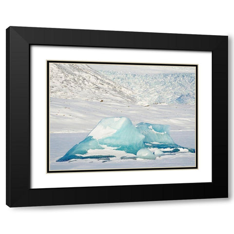 Frozen glacial lake Fjallsarlon in Vatnajokull National Park view towards glacier Breidamerkurjokull Black Modern Wood Framed Art Print with Double Matting by Zwick, Martin