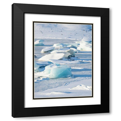 Frozen glacial lake Fjallsarlon in Vatnajokull National Park during winter Iceland Black Modern Wood Framed Art Print with Double Matting by Zwick, Martin
