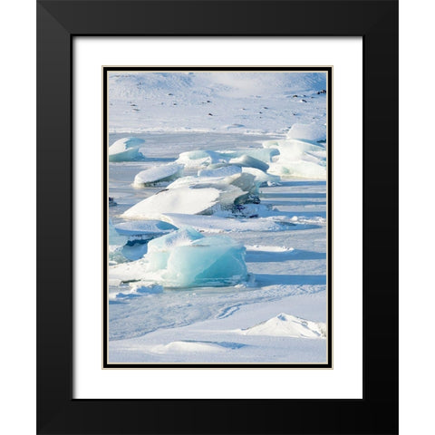 Frozen glacial lake Fjallsarlon in Vatnajokull National Park during winter Iceland Black Modern Wood Framed Art Print with Double Matting by Zwick, Martin