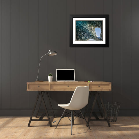 Ice cave at the northern shore of glacial lagoon Jokulsarlon in glacier Breidamerkurjokull Black Modern Wood Framed Art Print with Double Matting by Zwick, Martin