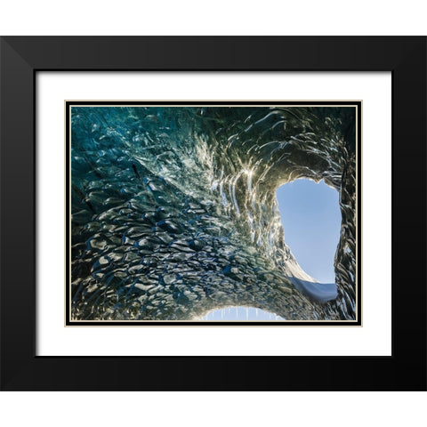 Ice cave at the northern shore of glacial lagoon Jokulsarlon in glacier Breidamerkurjokull Black Modern Wood Framed Art Print with Double Matting by Zwick, Martin