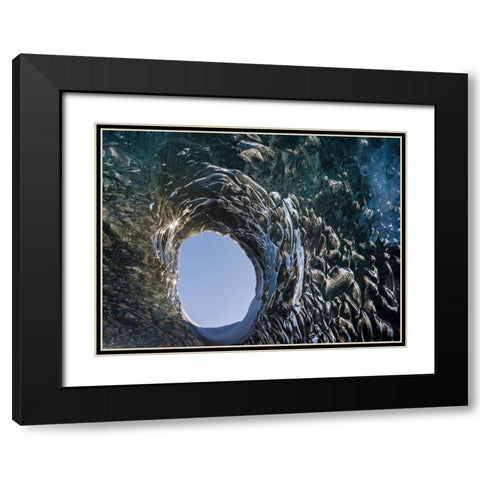 Ice cave at the northern shore of glacial lagoon Jokulsarlon in glacier Breidamerkurjokull Black Modern Wood Framed Art Print with Double Matting by Zwick, Martin