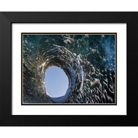 Ice cave at the northern shore of glacial lagoon Jokulsarlon in glacier Breidamerkurjokull Black Modern Wood Framed Art Print with Double Matting by Zwick, Martin