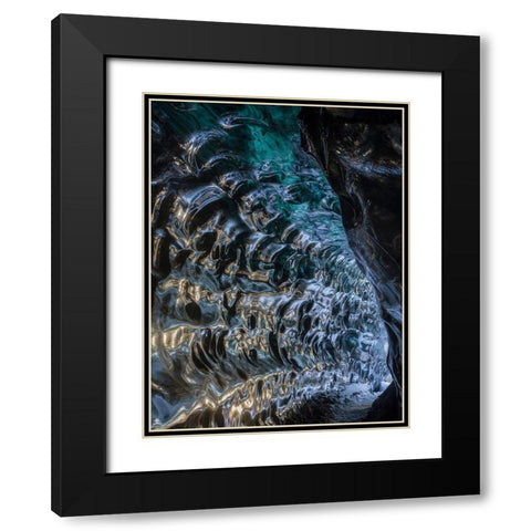 Ice cave at the northern shore of glacial lagoon Jokulsarlon in glacier Breidamerkurjokull Black Modern Wood Framed Art Print with Double Matting by Zwick, Martin