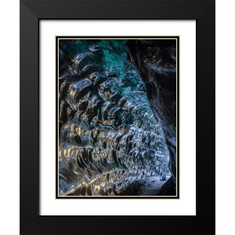 Ice cave at the northern shore of glacial lagoon Jokulsarlon in glacier Breidamerkurjokull Black Modern Wood Framed Art Print with Double Matting by Zwick, Martin