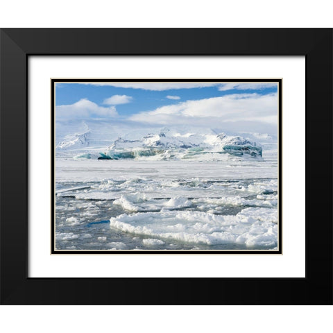 Glacial lagoon Jokulsarlon at Breidamerkurjokullin National Park Vatnajokull during winter Black Modern Wood Framed Art Print with Double Matting by Zwick, Martin