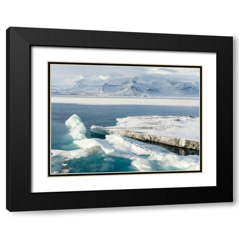 Glacial lagoon Jokulsarlon at Breidamerkurjokullin National Park Vatnajokull during winter Black Modern Wood Framed Art Print with Double Matting by Zwick, Martin