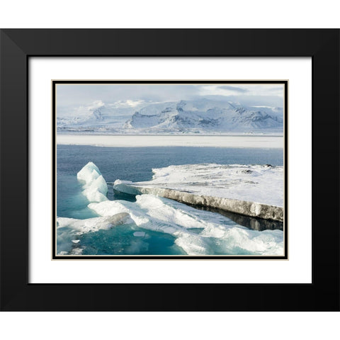 Glacial lagoon Jokulsarlon at Breidamerkurjokullin National Park Vatnajokull during winter Black Modern Wood Framed Art Print with Double Matting by Zwick, Martin