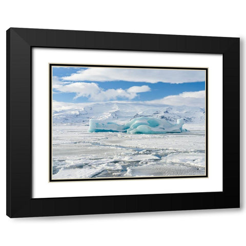 Glacial lagoon Jokulsarlon at Breidamerkurjokullin National Park Vatnajokull during winter Black Modern Wood Framed Art Print with Double Matting by Zwick, Martin