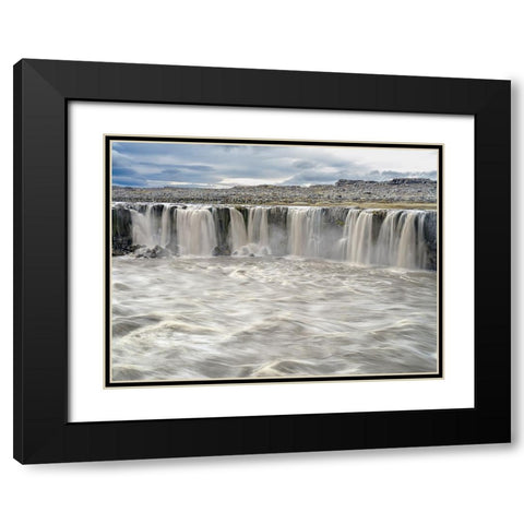 Waterfall Selfoss in the Vatnajokull National Park-Jokulsargljufur- Iceland Black Modern Wood Framed Art Print with Double Matting by Zwick, Martin