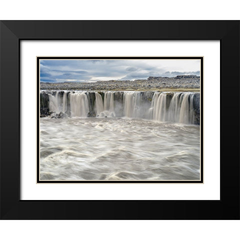 Waterfall Selfoss in the Vatnajokull National Park-Jokulsargljufur- Iceland Black Modern Wood Framed Art Print with Double Matting by Zwick, Martin