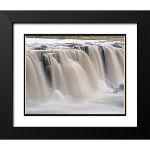Waterfall Selfoss in the Vatnajokull National Park-Jokulsargljufur- Iceland Black Modern Wood Framed Art Print with Double Matting by Zwick, Martin