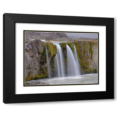 Waterfall Hrafnabjargafoss-Europe- Iceland Black Modern Wood Framed Art Print with Double Matting by Zwick, Martin