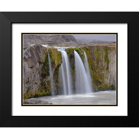 Waterfall Hrafnabjargafoss-Europe- Iceland Black Modern Wood Framed Art Print with Double Matting by Zwick, Martin