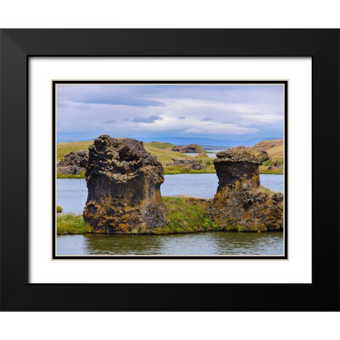 Lava chimneys- rock formations - Hofdi Nature Reserve. Europe- Iceland Black Modern Wood Framed Art Print with Double Matting by Zwick, Martin
