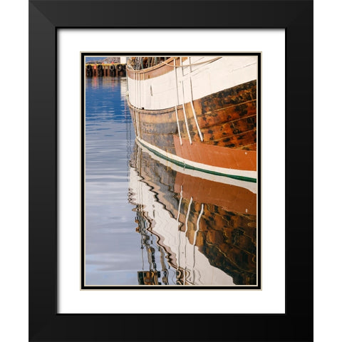 The Harbor. Town Husavik- a whale watching center in northern Iceland. Europe- Iceland Black Modern Wood Framed Art Print with Double Matting by Zwick, Martin