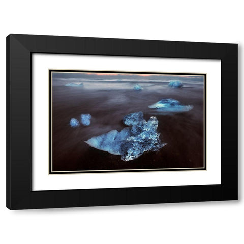 Diamond Beach on the southeast coast of Iceland Black Modern Wood Framed Art Print with Double Matting by Steve Mohlenkamp