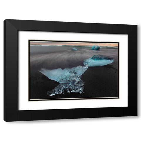 Diamond Beach on the southeast coast of Iceland Black Modern Wood Framed Art Print with Double Matting by Steve Mohlenkamp