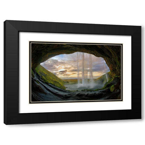 Seljalandsfoss waterfall on the southern coast of Iceland Black Modern Wood Framed Art Print with Double Matting by Steve Mohlenkamp