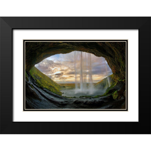 Seljalandsfoss waterfall on the southern coast of Iceland Black Modern Wood Framed Art Print with Double Matting by Steve Mohlenkamp