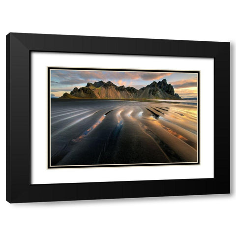 Vestrahorn beach near Hofn in the southeast of Iceland Black Modern Wood Framed Art Print with Double Matting by Steve Mohlenkamp