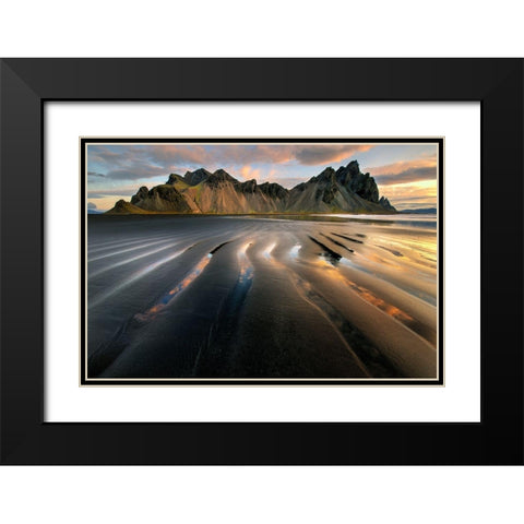 Vestrahorn beach near Hofn in the southeast of Iceland Black Modern Wood Framed Art Print with Double Matting by Steve Mohlenkamp