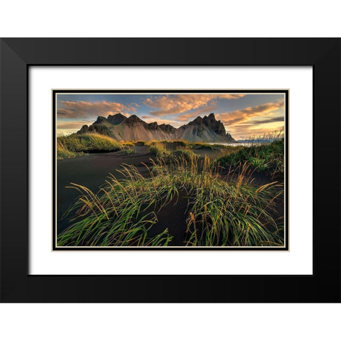 Vestrahorn beach near Hofn in the southeast of Iceland Black Modern Wood Framed Art Print with Double Matting by Steve Mohlenkamp