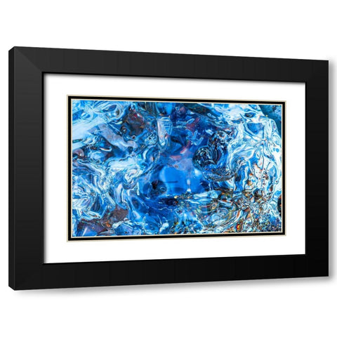 Abstract ice patterns background Diamond Beach Jokulsarlon Glacier Lagoon Vatnajokull National Park Black Modern Wood Framed Art Print with Double Matting by Perry, William
