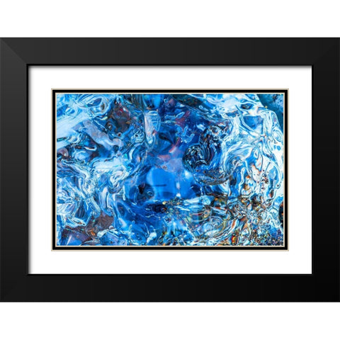 Abstract ice patterns background Diamond Beach Jokulsarlon Glacier Lagoon Vatnajokull National Park Black Modern Wood Framed Art Print with Double Matting by Perry, William