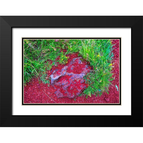 Red Volcanic Stone green Grass Kerio Volcano Crater blue Lake Golden Falls Golden Circle Black Modern Wood Framed Art Print with Double Matting by Perry, William
