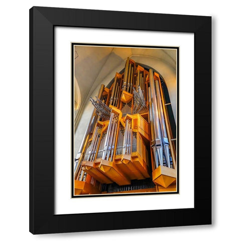 Hallgrimskirkja Large Lutheran Church Wooden Organ-Reykjavik-Iceland Black Modern Wood Framed Art Print with Double Matting by Perry, William